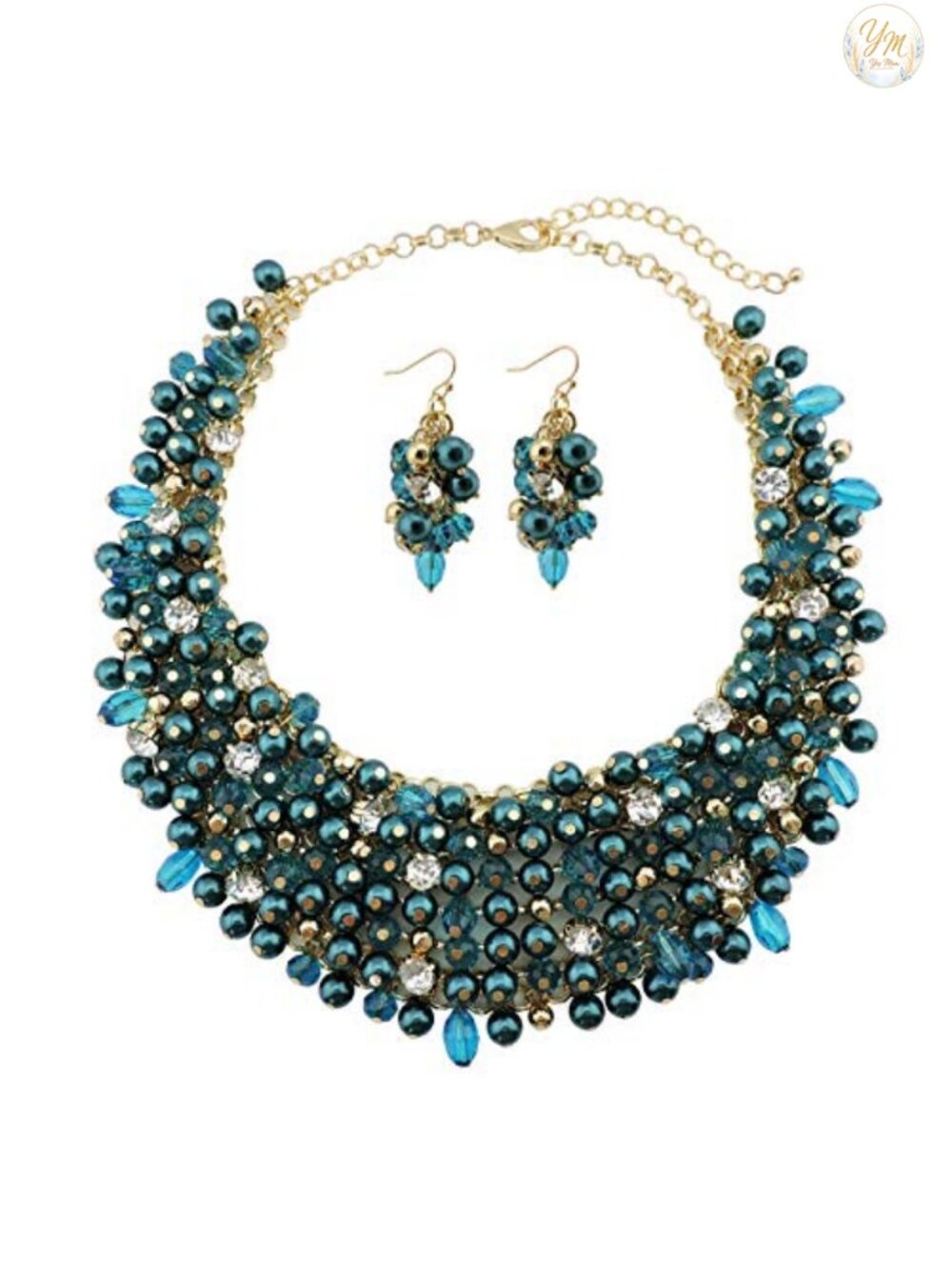 Crystal Chunky Collar Statement Necklace & Earring Set, Gift Box